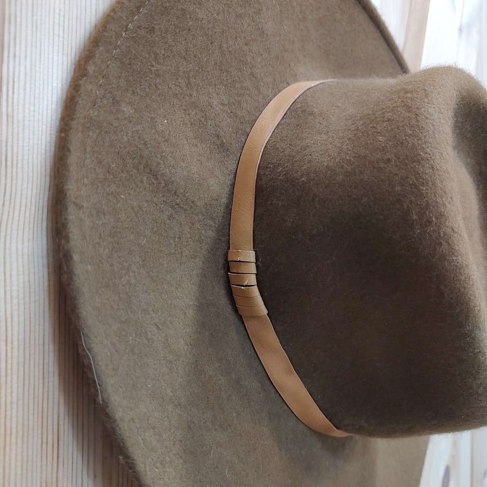 Vtg Style Wide Brim Fedora Hat Brown Wool Felt Rancher Western Panama Cowboy - Picture 3 of 9